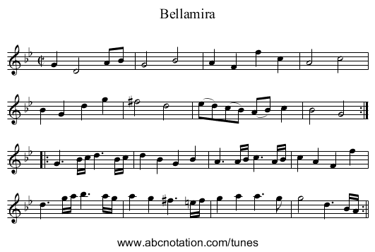 Bellamira - staff notation