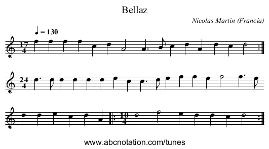 Bellaz - staff notation