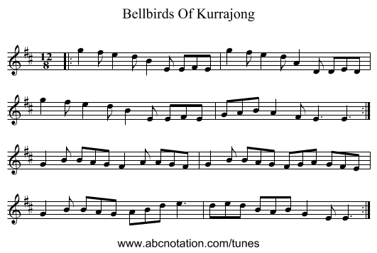 Bellbirds Of Kurrajong - staff notation
