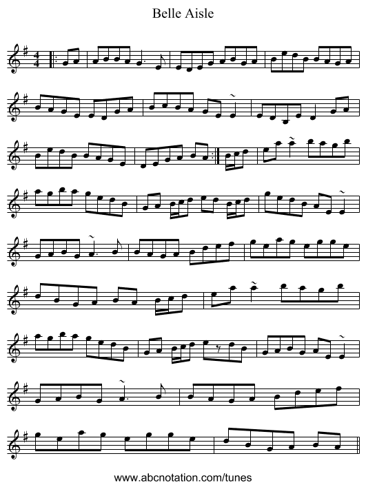 Belle Aisle - staff notation
