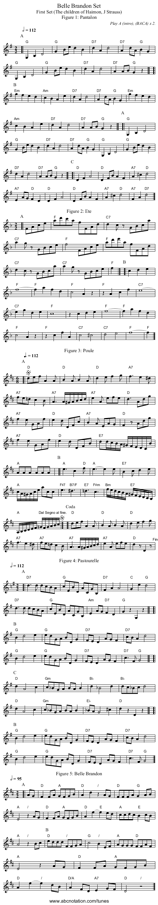 Belle Brandon Set - staff notation