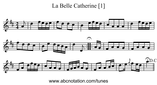 Belle Catherine [1], La - staff notation