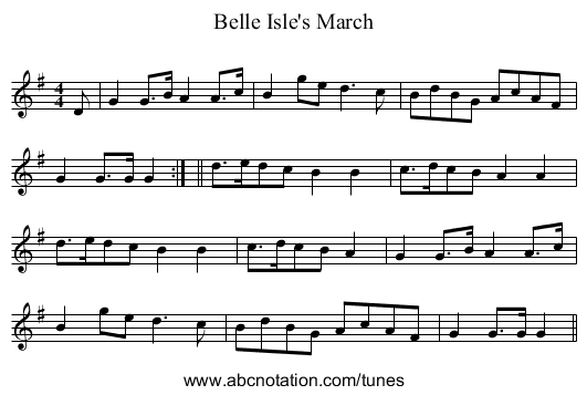 Belle Isle's March - staff notation