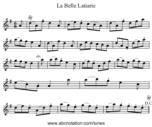Belle Latiarie, La - staff notation