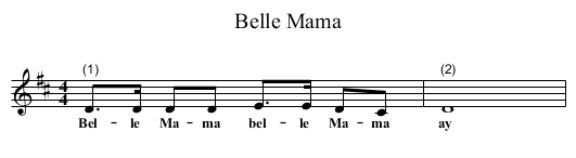 Belle Mama - staff notation