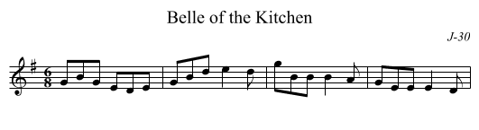 Belle of the Kitchen - staff notation