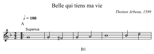 Belle qui tiens ma vie - staff notation