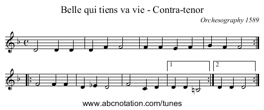 Belle qui tiens va vie - Contra-tenor - staff notation