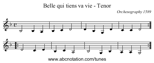 Belle qui tiens va vie - Tenor - staff notation