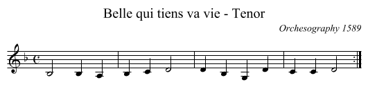 Belle qui tiens va vie - Tenor - staff notation