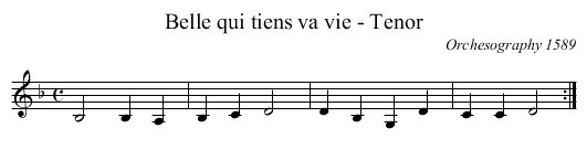 Belle qui tiens va vie - Tenor - staff notation