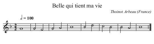 Belle qui tient ma vie - staff notation