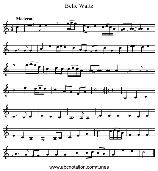 Belle Waltz - staff notation