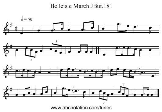 Belleisle March JBut.181 - staff notation