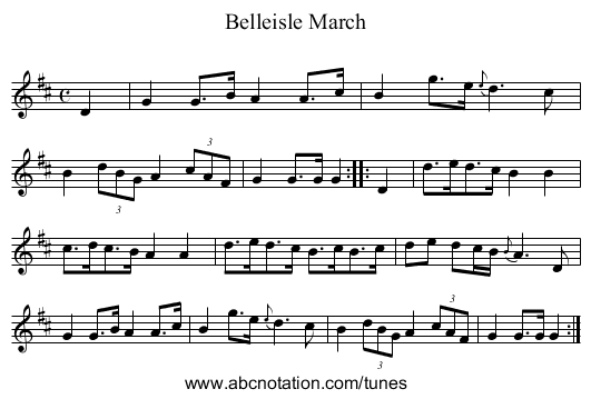 Belleisle March - staff notation