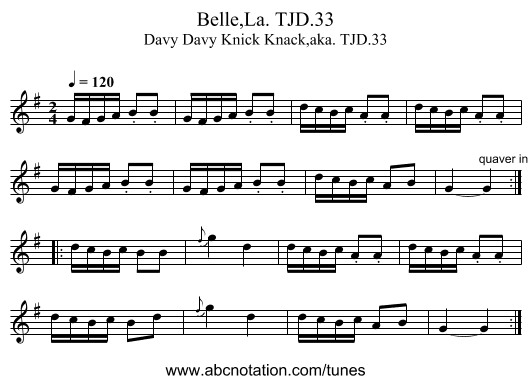 Belle,La. TJD.33 - staff notation