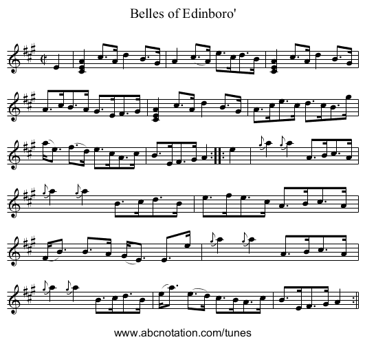 Belles of Edinboro' - staff notation