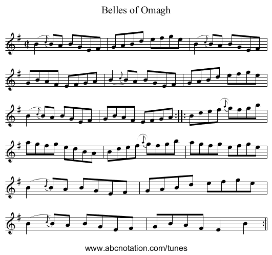 Belles of Omagh - staff notation