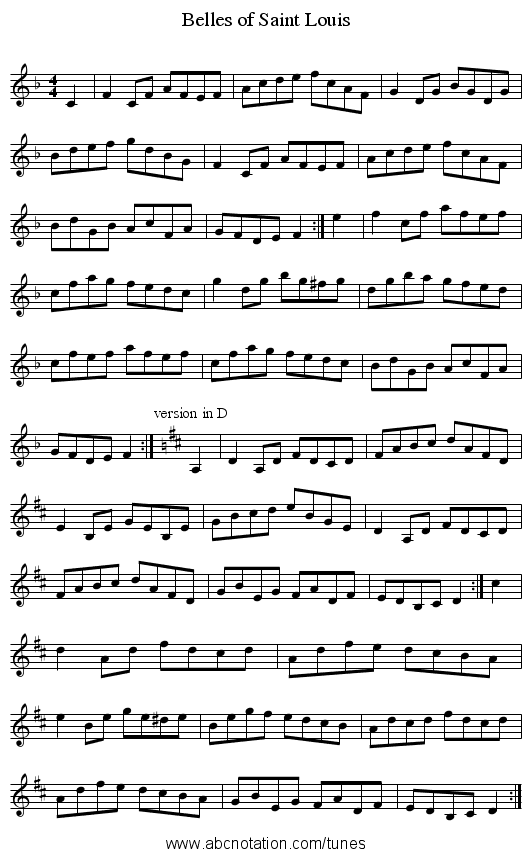 Belles of Saint Louis - staff notation