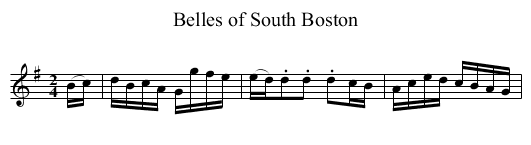 Belles of South Boston - staff notation