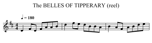 BELLES OF TIPPERARY (reel), The - staff notation