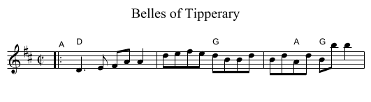 Belles of Tipperary - staff notation