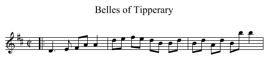 Belles of Tipperary - staff notation