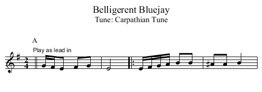 Belligerent Bluejay - staff notation