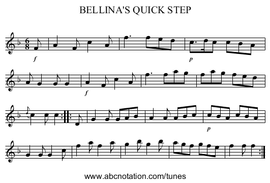 BELLINA'S QUICK STEP - staff notation