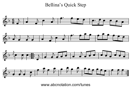 Bellina’s Quick Step - staff notation