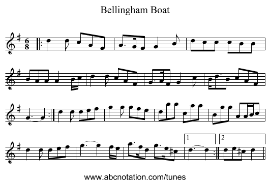 Bellingham Boat - staff notation