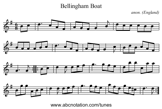 Bellingham Boat - staff notation