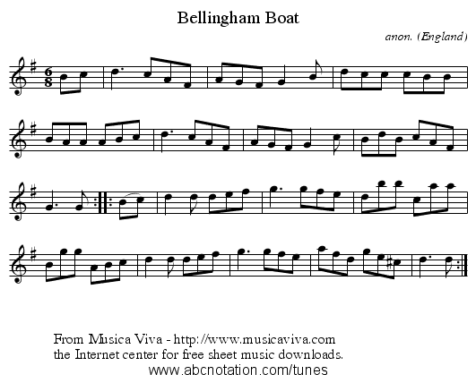 Bellingham Boat - staff notation