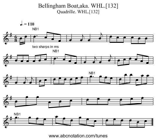 Bellingham Boat,aka. WHL.[132] - staff notation