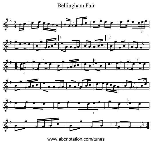 Bellingham Fair - staff notation