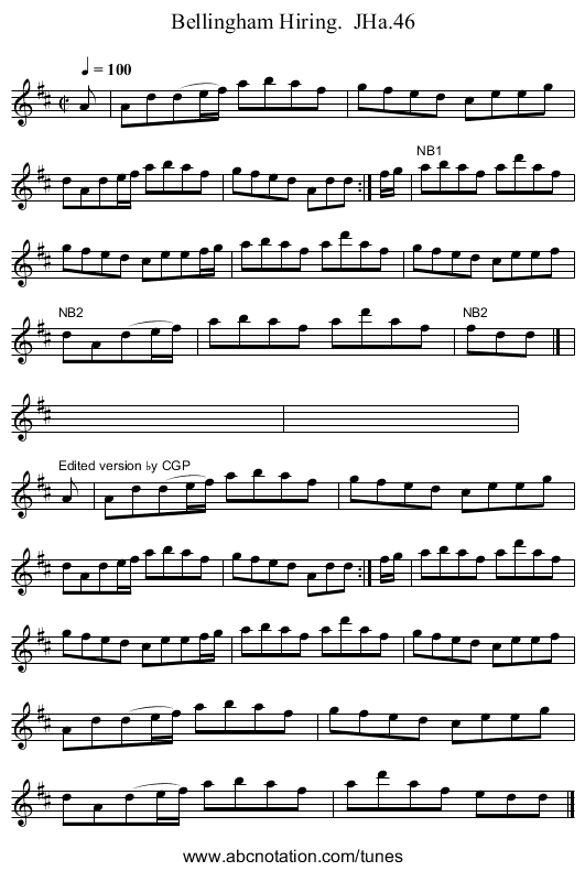 Bellingham Hiring.  JHa.46 - staff notation