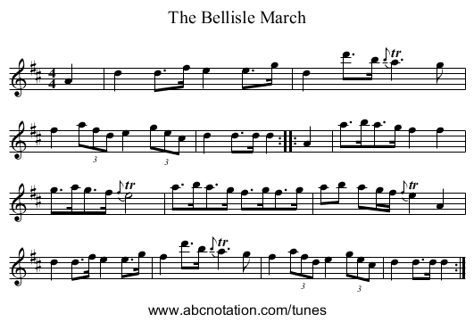 Bellisle March, The - staff notation