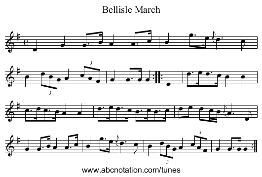 Bellisle March - staff notation