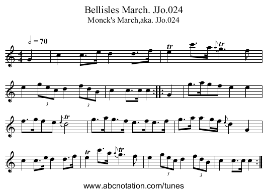 Bellisles March. JJo.024 - staff notation