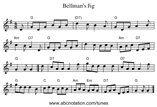 Bellman's Jig - staff notation