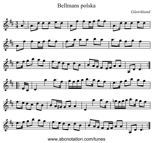 Bellmans polska - staff notation