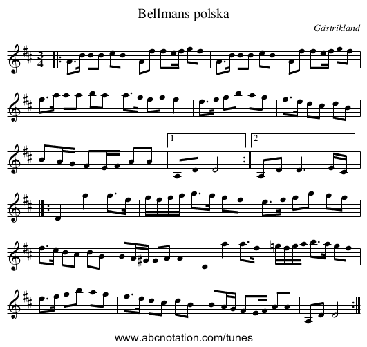 Bellmans polska - staff notation