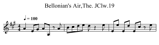Bellonian's Air,The. JClw.19 - staff notation