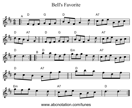 Bell's Favorite - staff notation