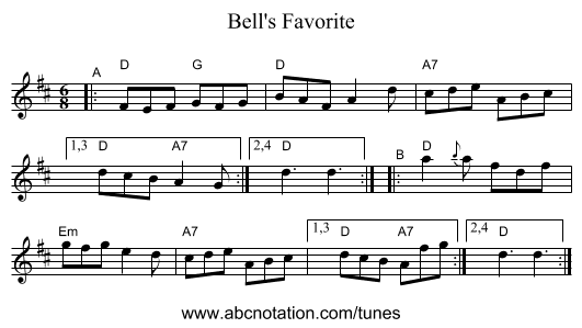 Bell's Favorite - staff notation
