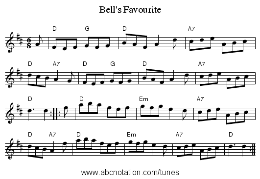 Bell's Favourite - staff notation