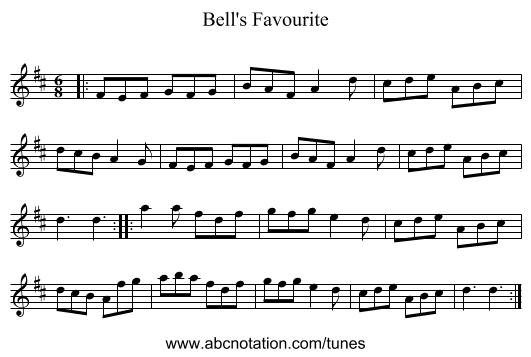Bell's Favourite - staff notation