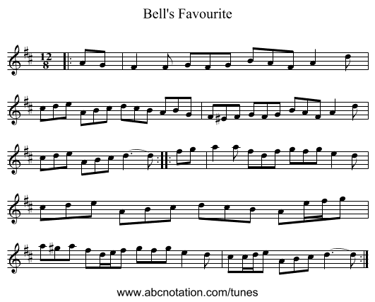 Bell's Favourite - staff notation