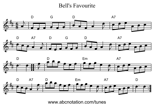 Bell's Favourite - staff notation