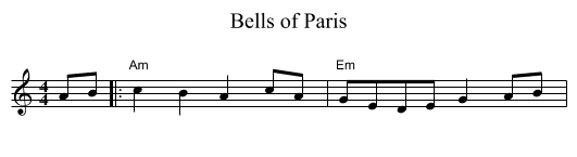 Bells of Paris - staff notation